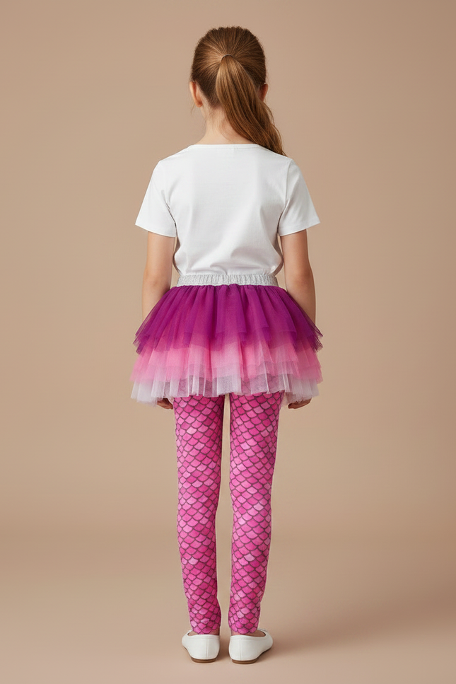 Pantalon Jupe Rose Fille Tulle Écailles Sirène - Polyester - vue 2
