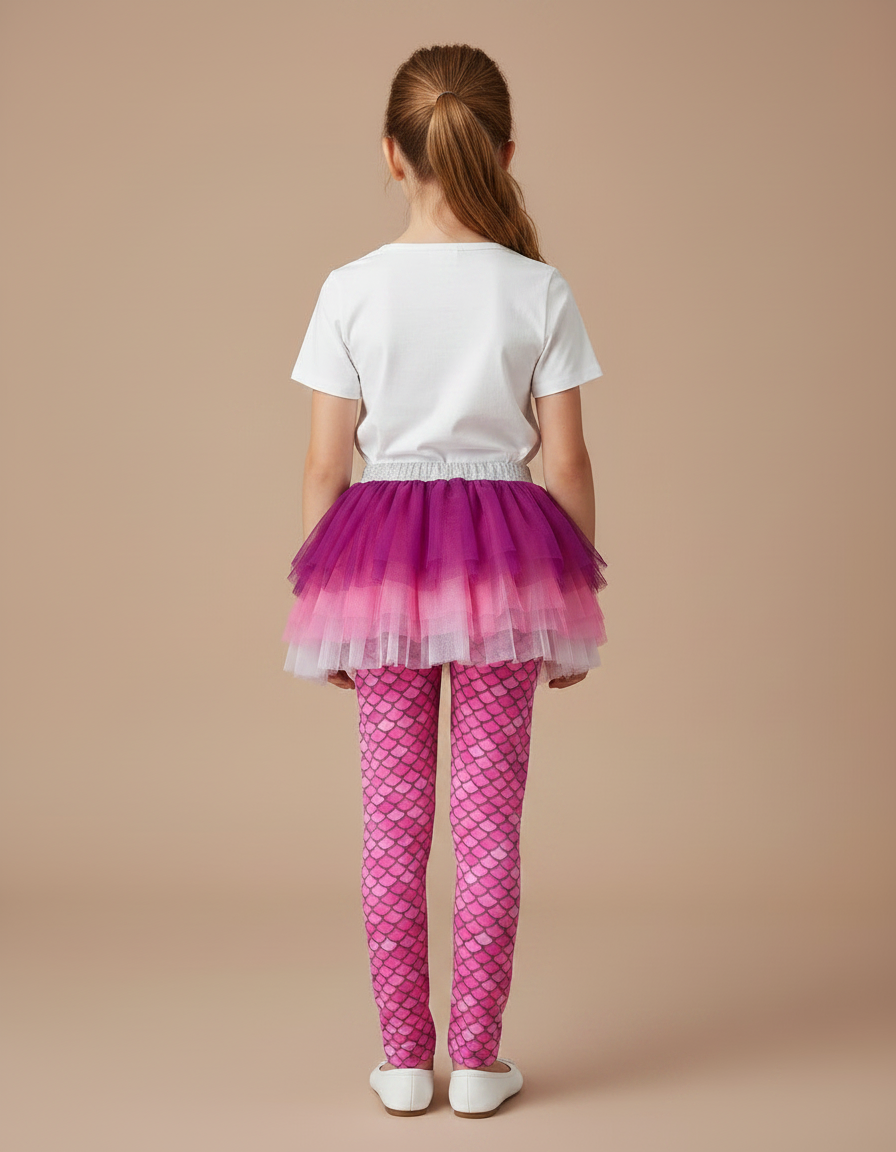 Pantalon Jupe Rose Fille Tulle Écailles Sirène - Polyester - vue 2