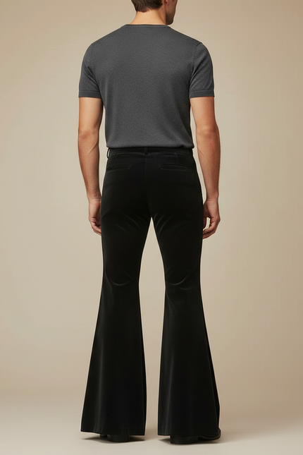 Pantalon Jupe Noir Velours Évasé Rétro Homme - vue 2