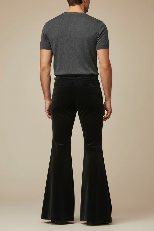 Pantalon Jupe Noir Velours Évasé Rétro Homme - vue 2
