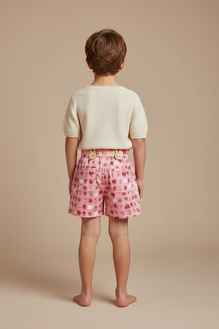 Pantalon Jupe Rose Imprimé Fraises Enfant Mignon - Coton - vue 2