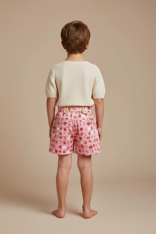 Pantalon Jupe Rose Imprimé Fraises Enfant Mignon - Coton - vue 2