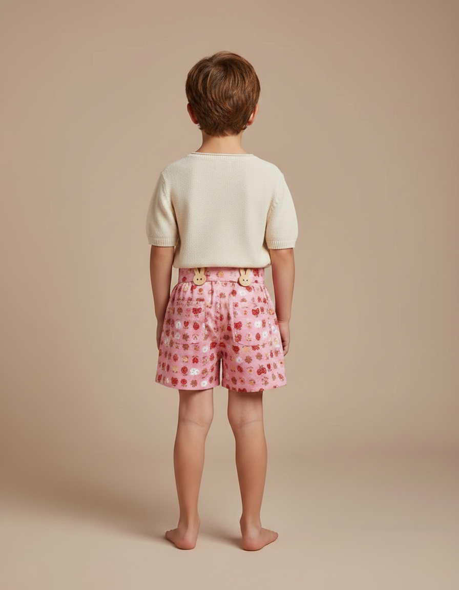 Pantalon Jupe Rose Imprimé Fraises Enfant Mignon - Coton - vue 2
