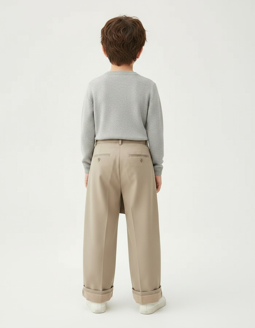 Pantalon Jupe Kaki Ample Décontracté Garçon - Gabardine - vue 2