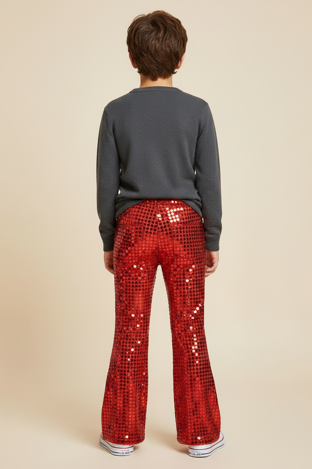 Pantalon Jupe Rouge Paillettes Évasé Enfant Scène - Polyester - vue 2
