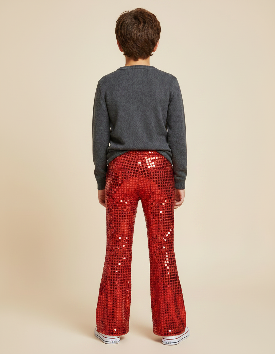 Pantalon Jupe Rouge Paillettes Évasé Enfant Scène - Polyester - vue 2