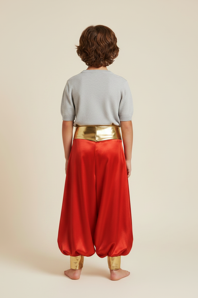 Pantalon Jupe Sarouel Rouge Satiné Doré Garçon - vue 2