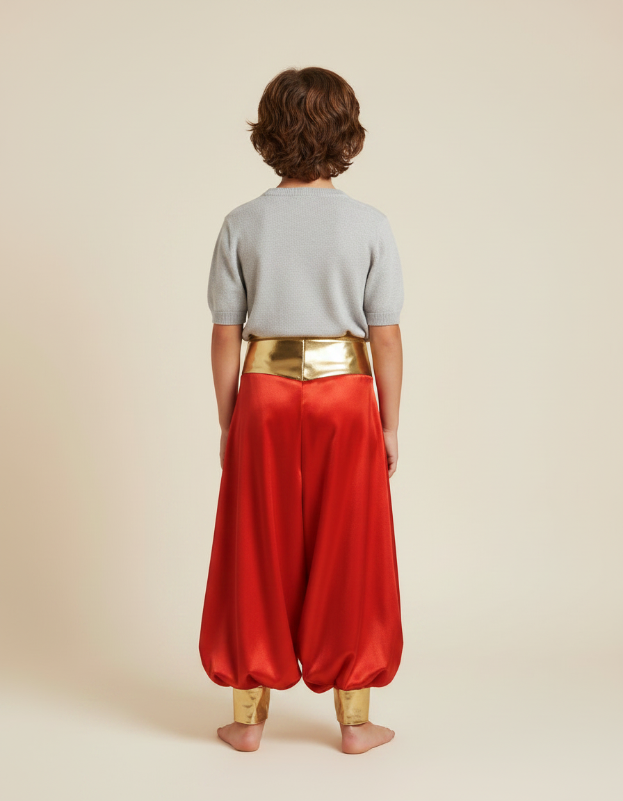 Pantalon Jupe Sarouel Rouge Satiné Doré Garçon - vue 2