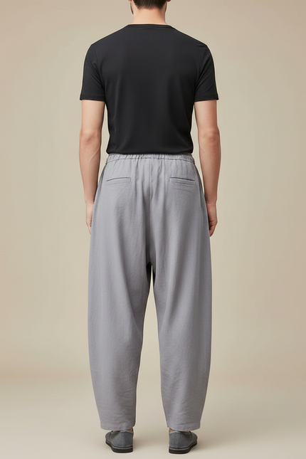 Pantalon Jupe Gris Lin Ample Décontracté Homme - vue 2