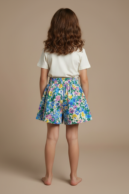 Pantalon Jupe Fleuri Coloré Ample Été Fille - Multicolore Coton - vue 2