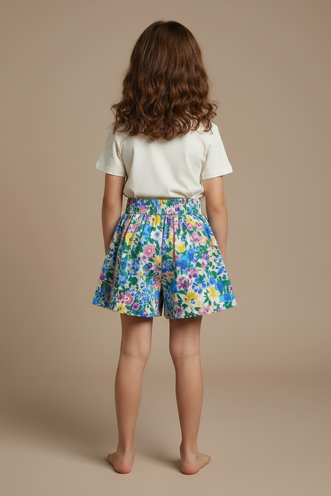 Pantalon Jupe Fleuri Coloré Ample Été Fille - Multicolore Coton - vue 2