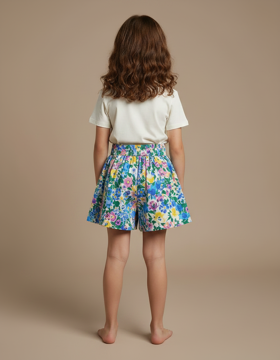 Pantalon Jupe Fleuri Coloré Ample Été Fille - Multicolore Coton - vue 2