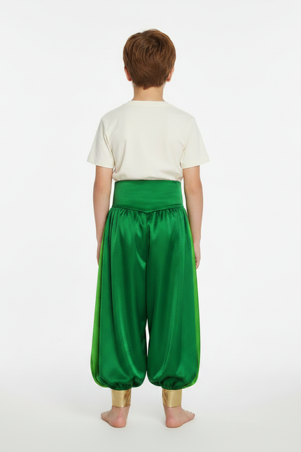 Pantalon Jupe Vert Satiné Drapé Doré Enfant - vue 2