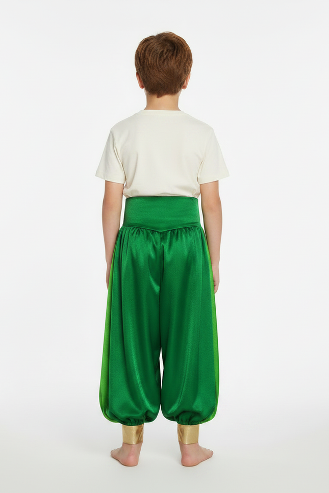 Pantalon Jupe Vert Satiné Drapé Doré Enfant - vue 2