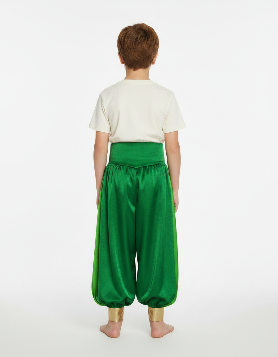 Pantalon Jupe Vert Satiné Drapé Doré Enfant - vue 2