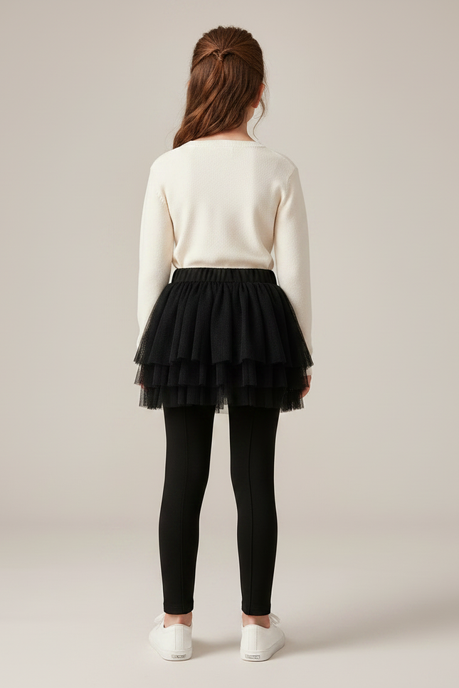 Pantalon Jupe Noir Tulle Fille Confortable Intégré - Coton - vue 2