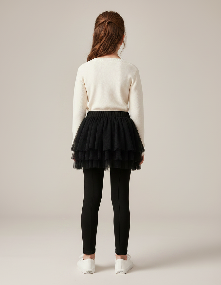 Pantalon Jupe Noir Tulle Fille Confortable Intégré - Coton - vue 2