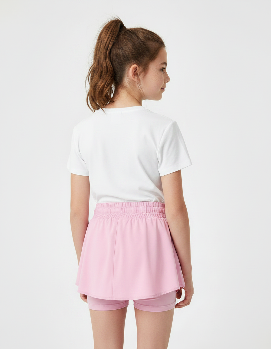 Pantalon Jupe Rose Fluide Sportif Intégré Fille - Polyester - vue 2