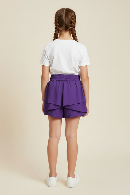 Pantalon Jupe Violet Volants Fluide Enfant - Viscose - vue 2
