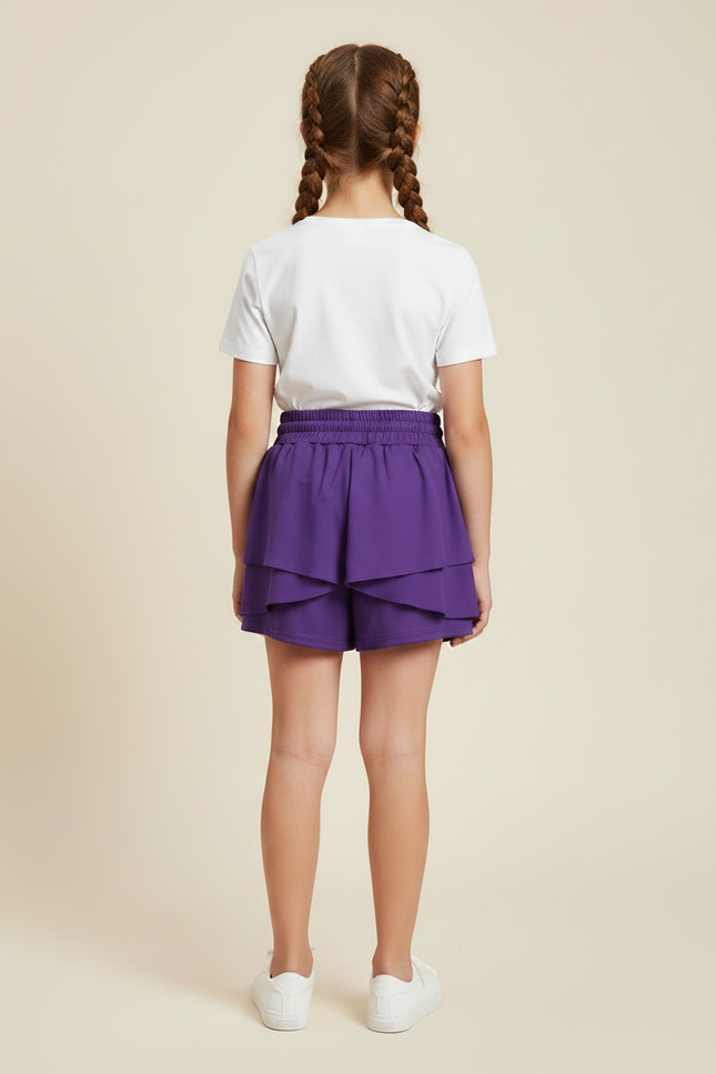 Pantalon Jupe Violet Volants Fluide Enfant - Viscose - vue 2