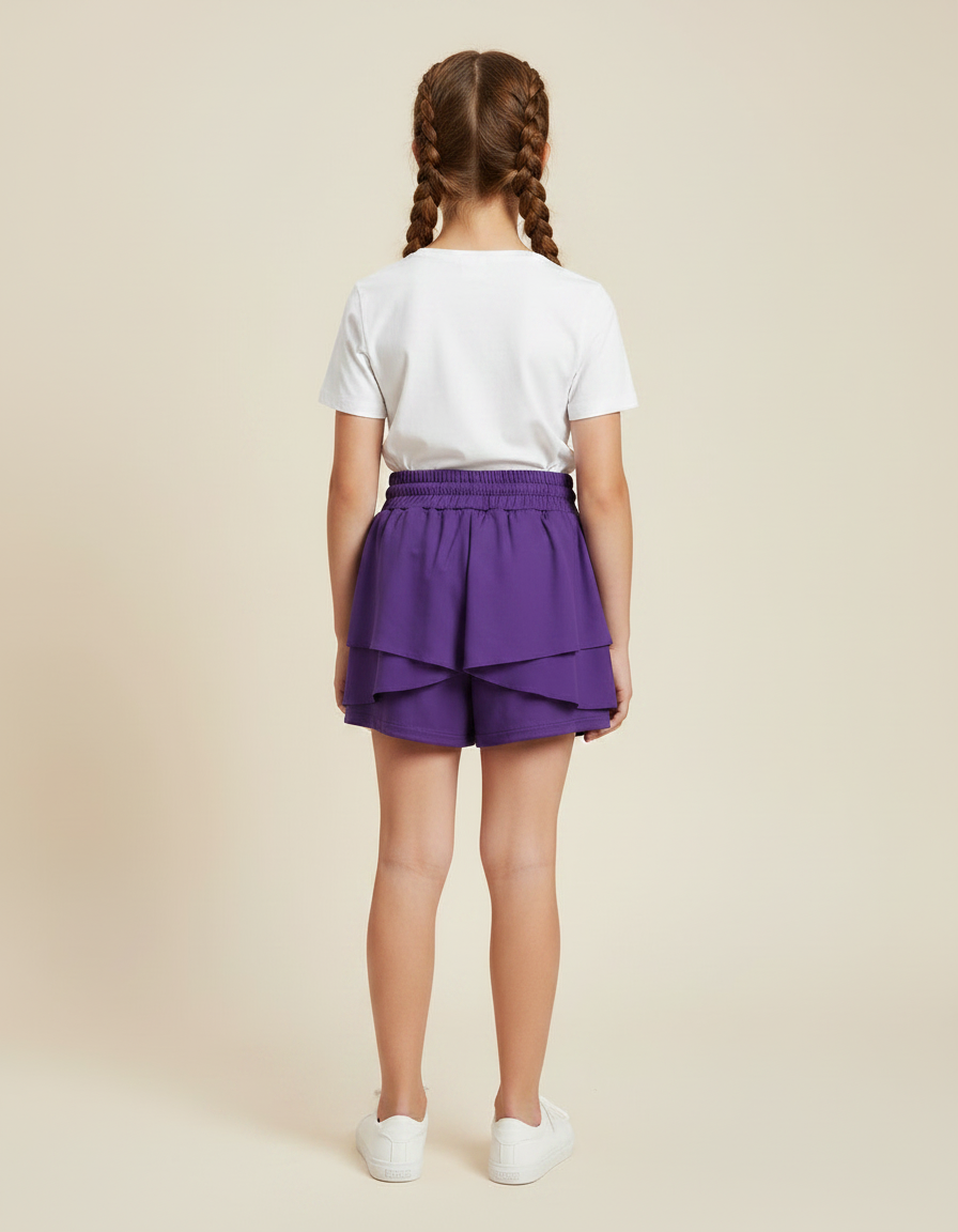 Pantalon Jupe Violet Volants Fluide Enfant - Viscose - vue 2