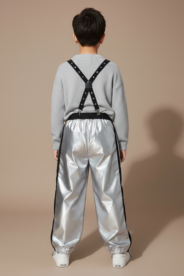 Pantalon Jupe Ample Argenté Brillant Garçon Futuriste - Polyester - vue 2