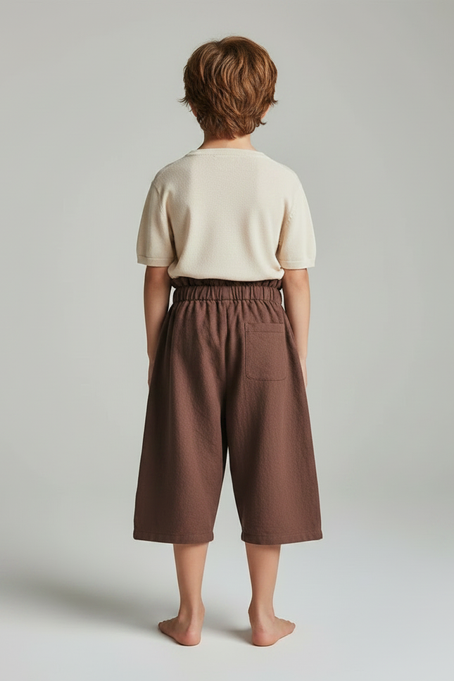 Pantalon Jupe Marron Ample Coton Élastique Enfant - Molleton - vue 2
