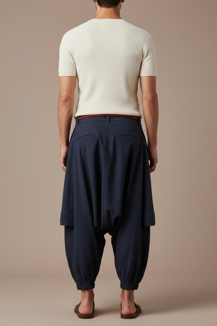 Pantalon Style Jupe Culotte - Marine Lin - vue 2