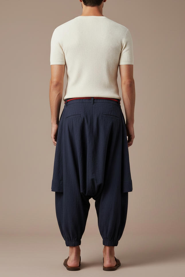 Pantalon Style Jupe Culotte - Marine Lin - vue 2