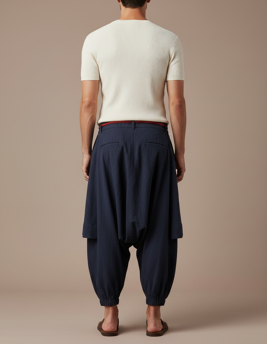 Pantalon Style Jupe Culotte - Marine Lin - vue 2