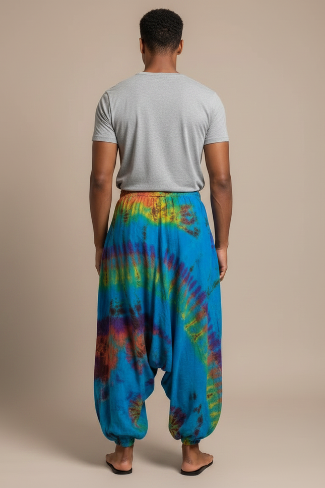 Pantalon Jupe Tie-Dye Ample Harem Coloré Homme - Multicolore Coton - vue 2