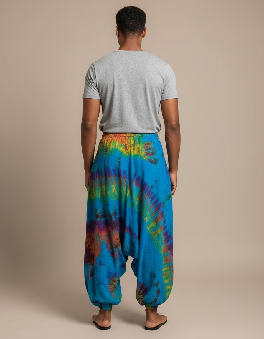 Pantalon Jupe Tie-Dye Ample Harem Coloré Homme - Multicolore Coton - vue 2