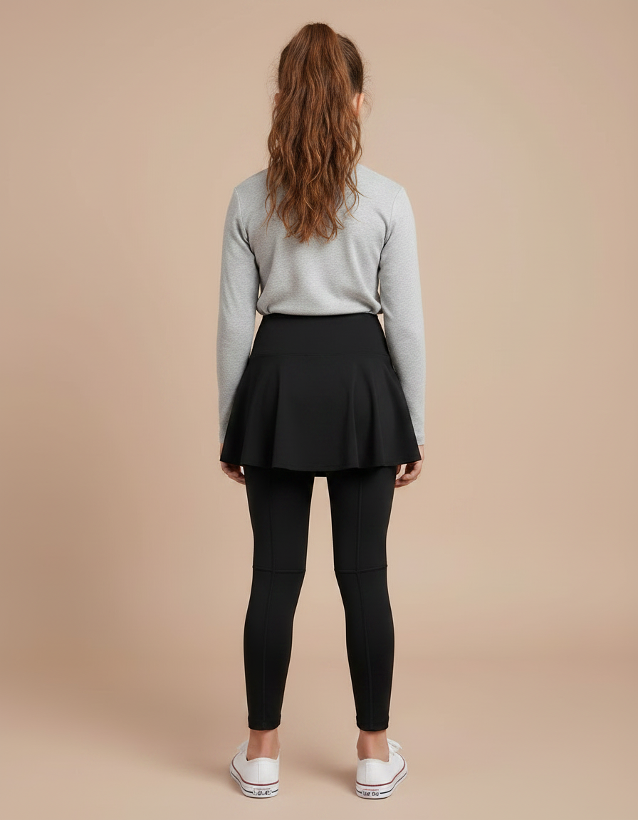 Pantalon Jupe Noir Superposé Confortable Fille - Polyester - vue 2