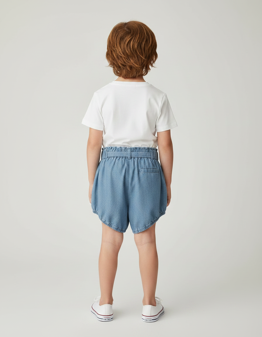 Pantalon Jupe Denim Bouffant Coton Enfant Léger - Bleu Jean - vue 2