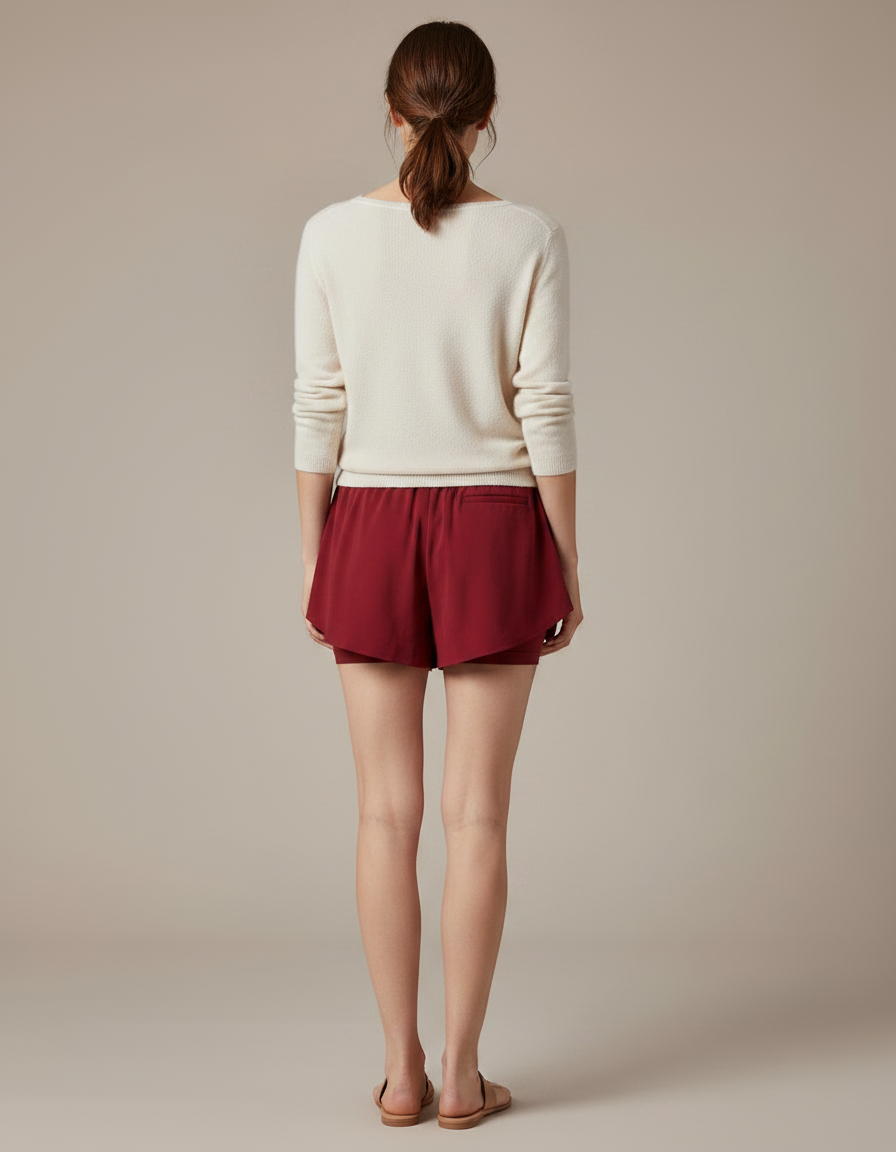 Pantalon Jupe Rouge Fluide Athlétique Confortable Femme - Bordeaux Viscose - vue 2