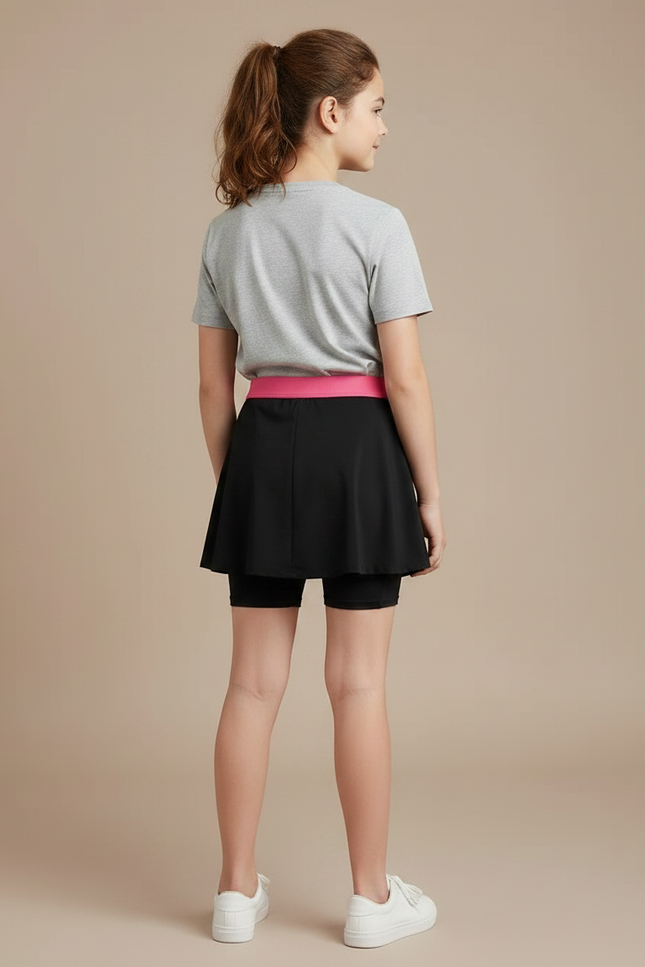 Pantalon Jupe Noir Sportif Fille Élastique - Polyester - vue 2