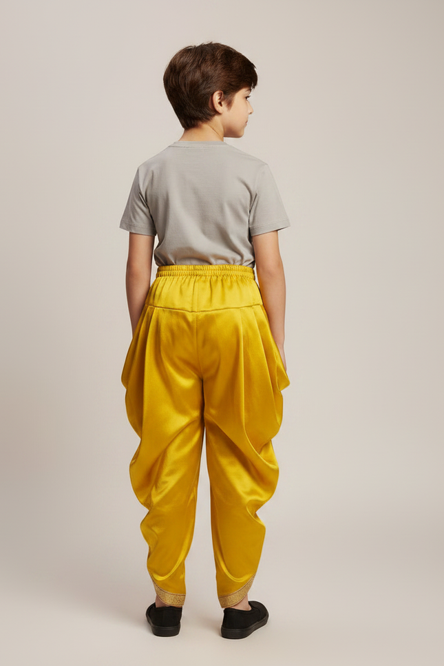 Pantalon Jupe Jaune Satiné Drapé Doré Enfant - vue 2