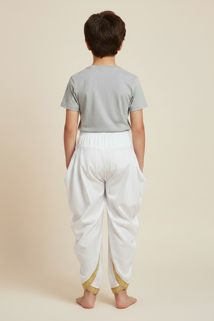 Pantalon Jupe Blanc Satiné Drapé Doré Enfant - vue 2