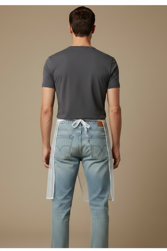 Pantalon Jupe Jean Transparent Blanc Dentelle Moderne - Bleu - vue 2
