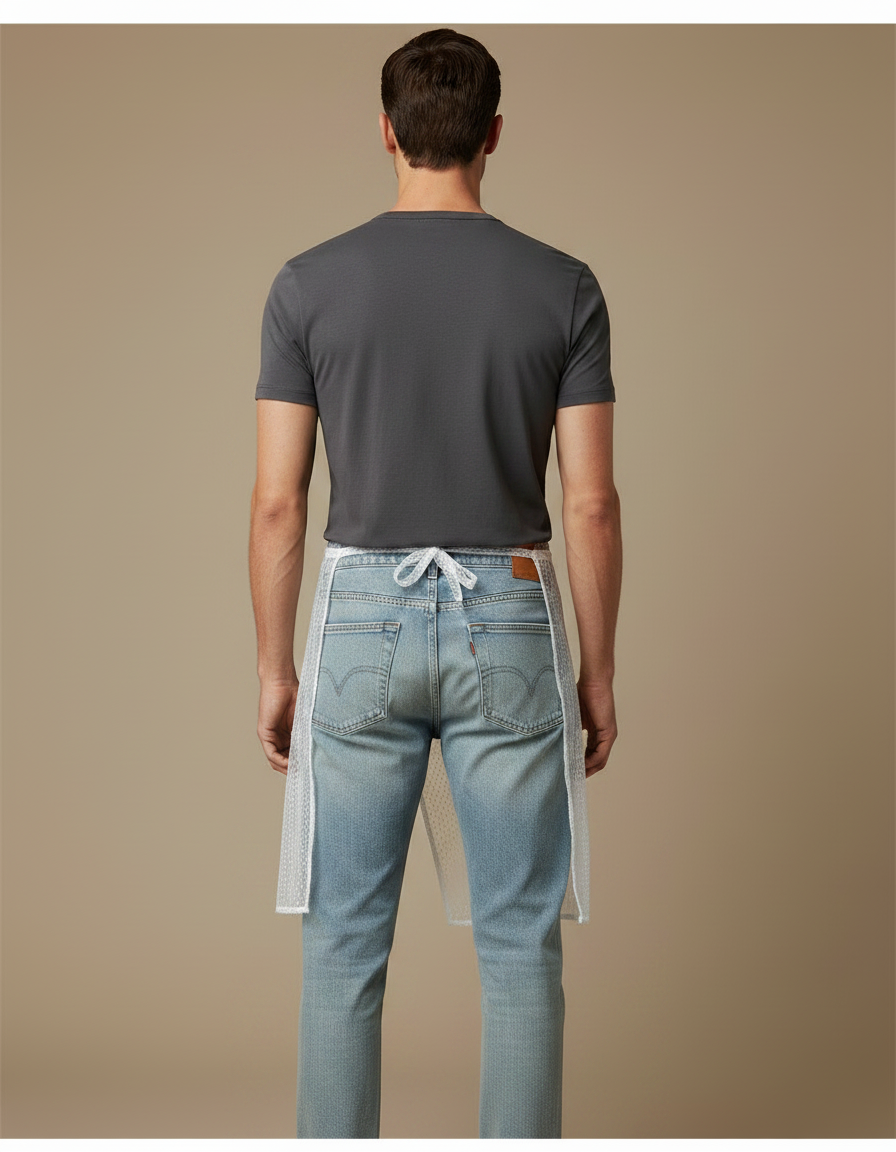 Pantalon Jupe Jean Transparent Blanc Dentelle Moderne - Bleu - vue 2