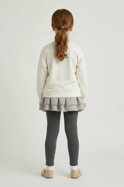 Pantalon Jupe Gris Volants Ribbed Enfant - Maille - vue 2