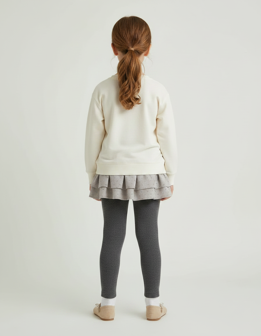 Pantalon Jupe Gris Volants Ribbed Enfant - Maille - vue 2