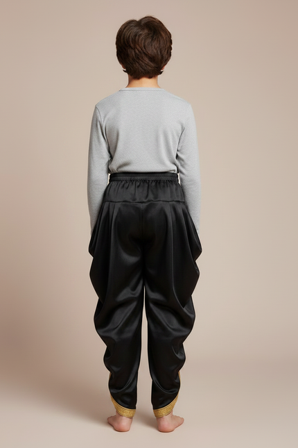 Pantalon Jupe Noir Satiné Ample Doré Enfant - vue 2