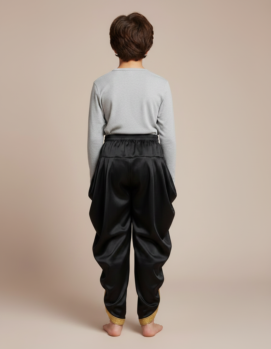 Pantalon Jupe Noir Satiné Ample Doré Enfant - vue 2