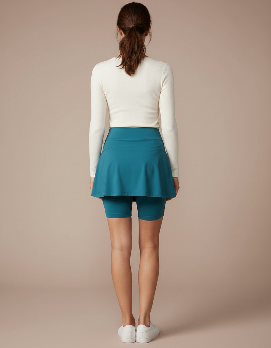 Pantalon Jupe Sportif Turquoise Intégré Fluide Femme - Bleu Polyester - vue 2