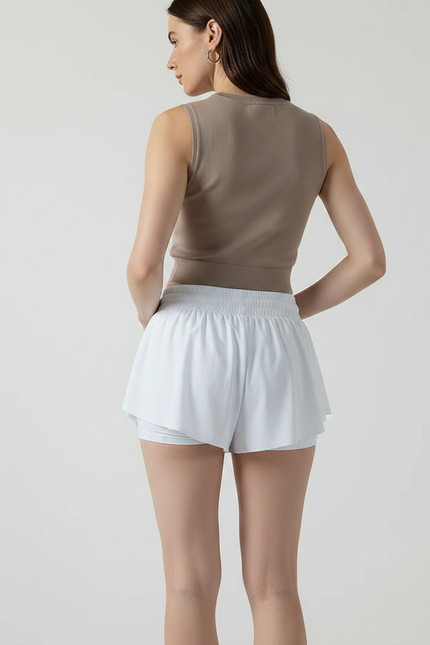 Pantalon Jupe Blanc Fluide Sportif Intégré Femme - Polyester - vue 2