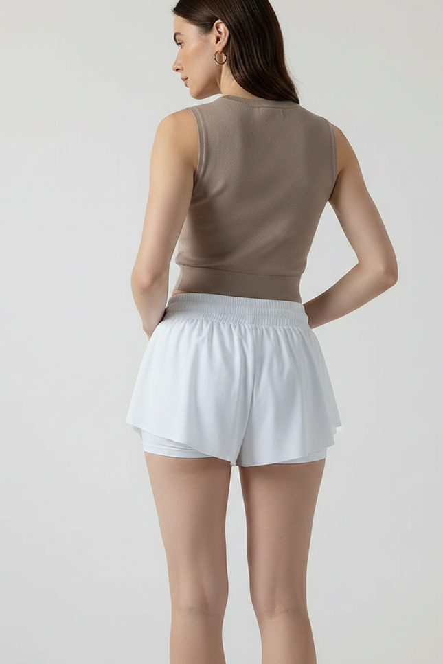 Pantalon Jupe Blanc Fluide Sportif Intégré Femme - Polyester - vue 2