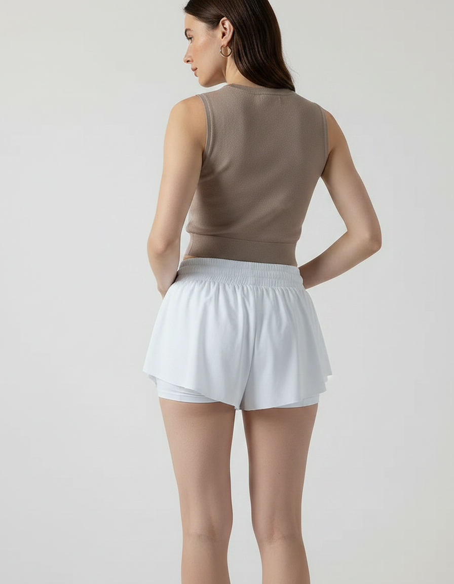Pantalon Jupe Blanc Fluide Sportif Intégré Femme - Polyester - vue 2