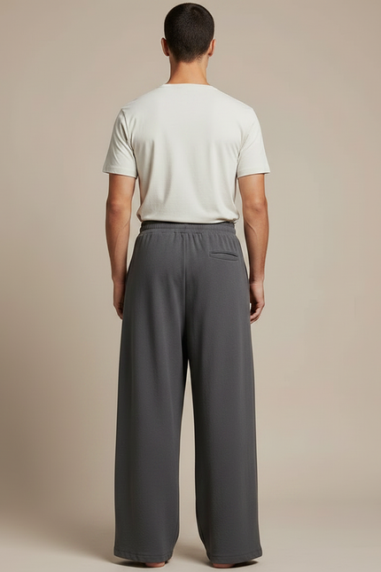Pantalon Jupe Gris Ample Plissé Décontracté Homme - Molleton - vue 2