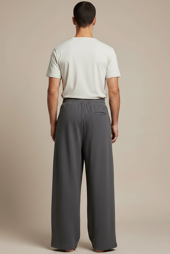 Pantalon Jupe Gris Ample Plissé Décontracté Homme - Molleton - vue 2